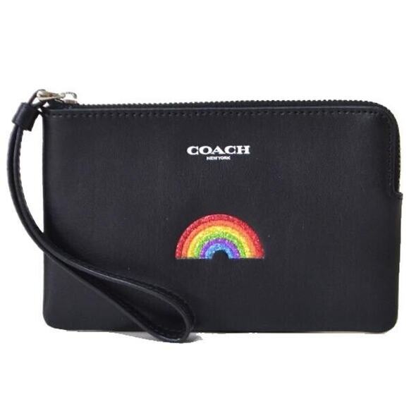 Coach Rainbow Corner Zip Wristlet Wallet F26938 Calf Leather NWT MSRP $95